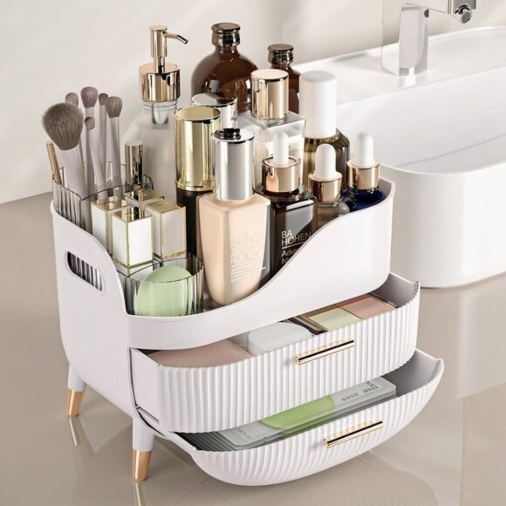 New Makeup Organizer with Drawers, Large Skincare Storage Box for Vanity & Bath - Picture 2 of 6